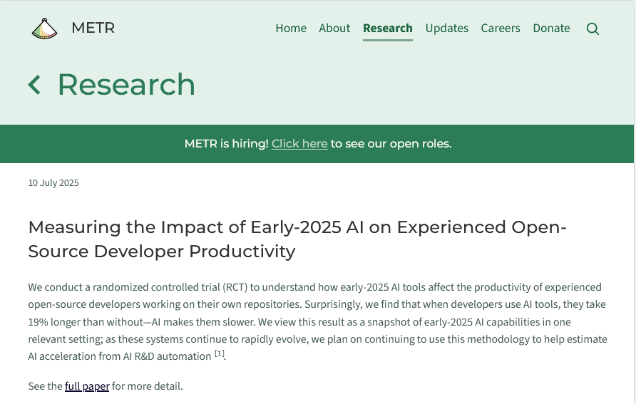 🔍'Measuring the Impact of Early-2025 AI on Experienced Open-Source Developer Productivity'